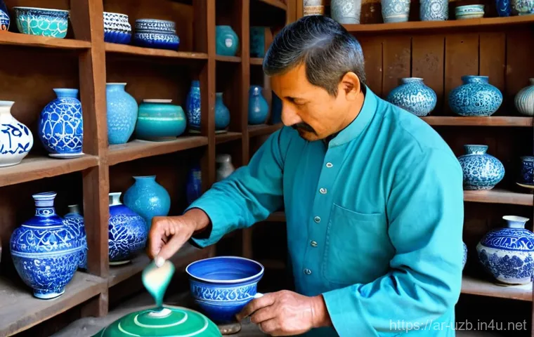 우즈베키스탄 전통 그림 및 예술 작품 - **Prompt 1: Suzani Artisan at Work** "An Uzbek woman, in her late 20s, with a serene and focused...