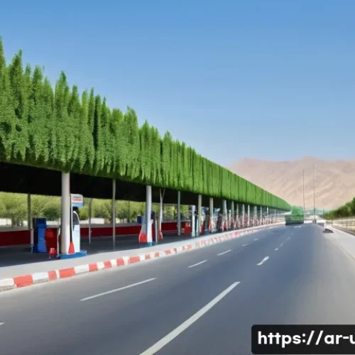 Home 33 우즈베키스탄 고속도로 및 자가 운전 가이드 - A modern multi-lane highway in Uzbekistan during daylight, featuring wide clean roads with clear whi...