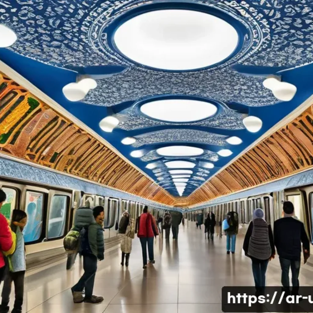 타슈켄트 지하철 아트 투어 - A richly decorated metro station interior in Tashkent featuring large-scale murals depicting Uzbek h...