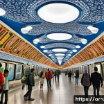 Home 19 타슈켄트 지하철 아트 투어 - A richly decorated metro station interior in Tashkent featuring large-scale murals depicting Uzbek h...