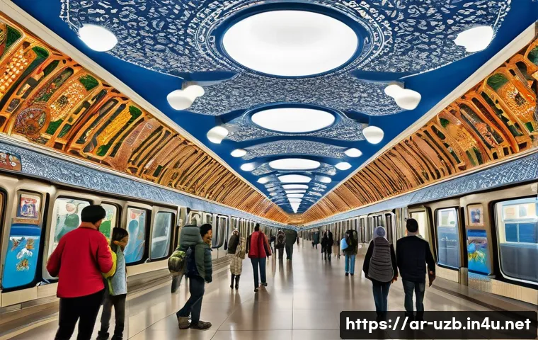 타슈켄트 지하철 아트 투어 - A richly decorated metro station interior in Tashkent featuring large-scale murals depicting Uzbek h...