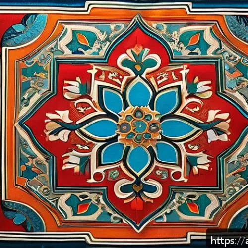 Home 30 우즈베키스탄에서 인기 있는 기념품 - A vibrant silk painting inspired by traditional Uzbek art, featuring intricate geometric patterns an...